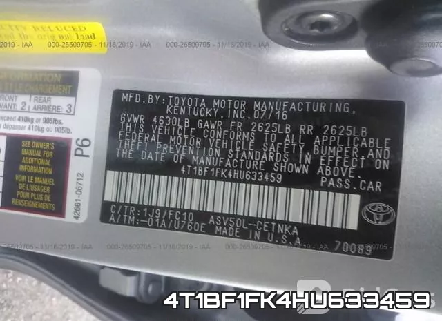 4T1BF1FK4HU633459 фото 9
