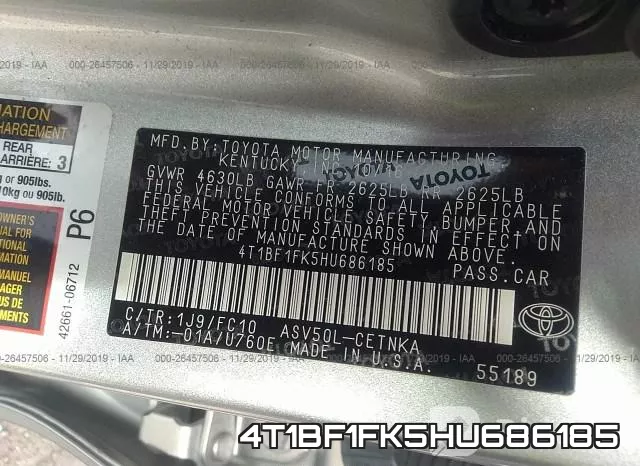 4T1BF1FK5HU686185 фото 9