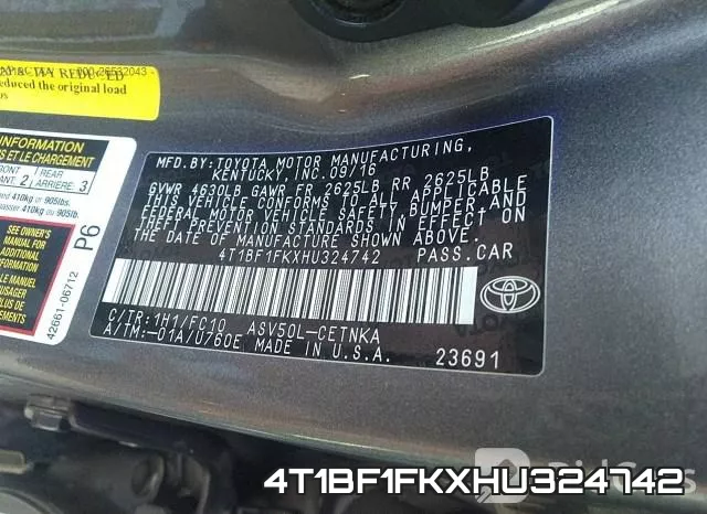 4T1BF1FKXHU324742 фото 6