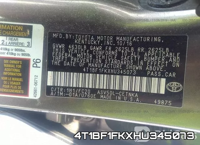 4T1BF1FKXHU345073 фото 8