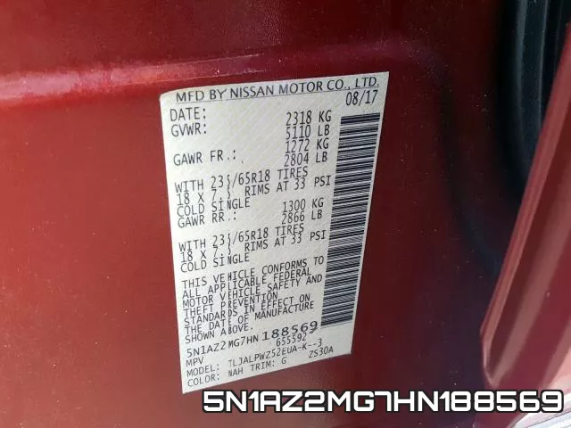 5N1AZ2MG7HN188569 фото 2
