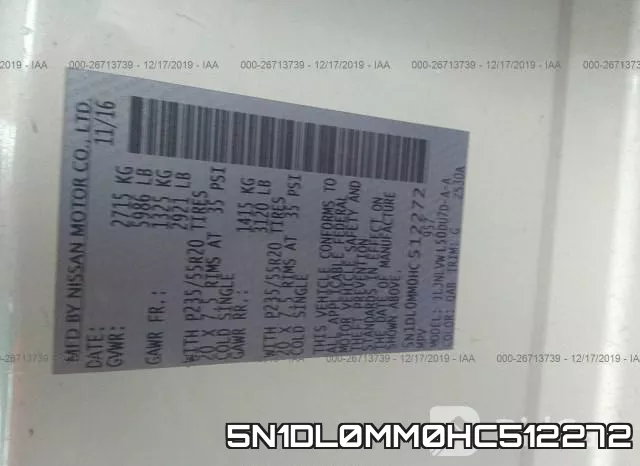 5N1DL0MM0HC512272 фото 6