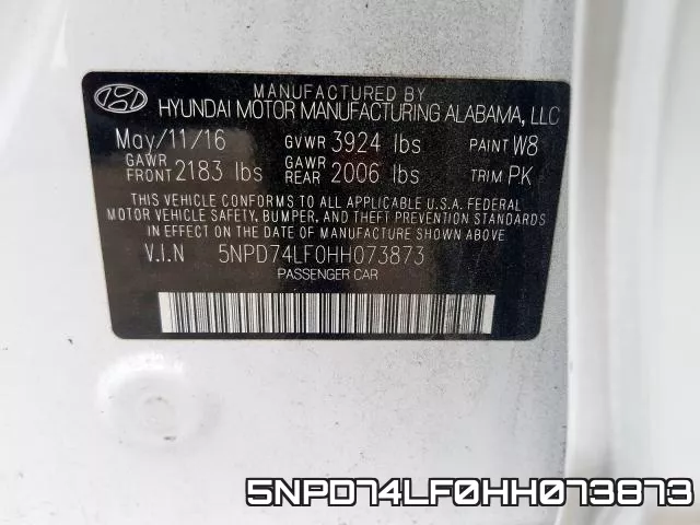 5NPD74LF0HH073873 фото 2