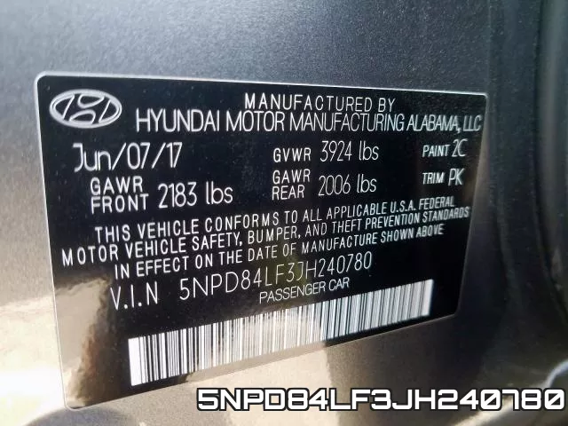 5NPD84LF3JH240780 фото 2