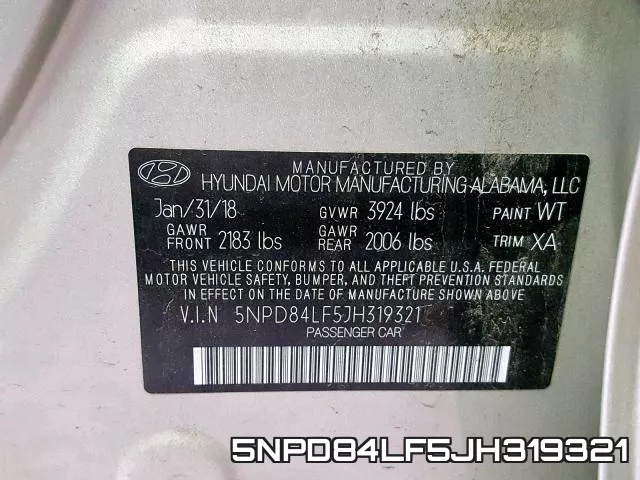 5NPD84LF5JH319321 фото 2