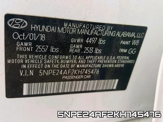 5NPE24AF2KH745476 фото 2