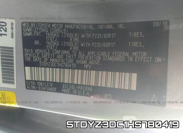 5TDYZ3DC1HS780419 фото 8