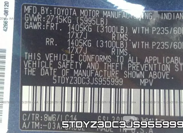 5TDYZ3DC3JS955999 фото 7