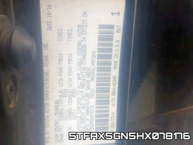 5TFAX5GN5HX078176 фото 2