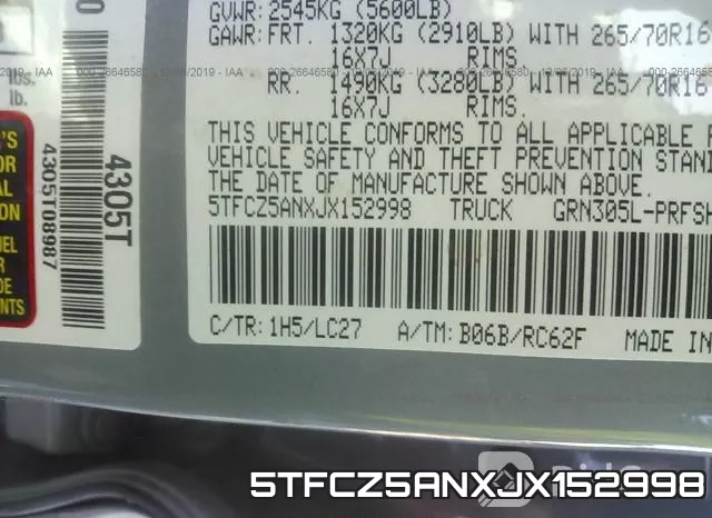 5TFCZ5ANXJX152998 фото 10
