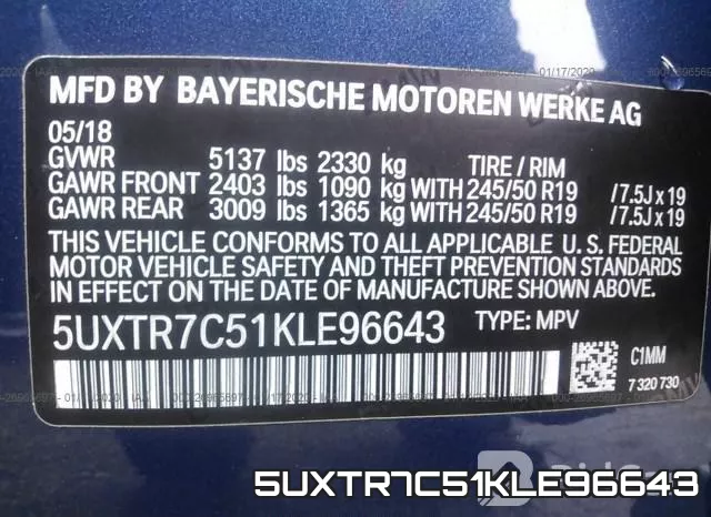 5UXTR7C51KLE96643 фото 9