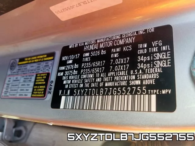5XYZTDLB7JG552755 фото 2