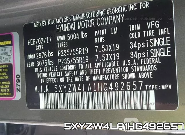5XYZW4LA1HG492657 фото 8