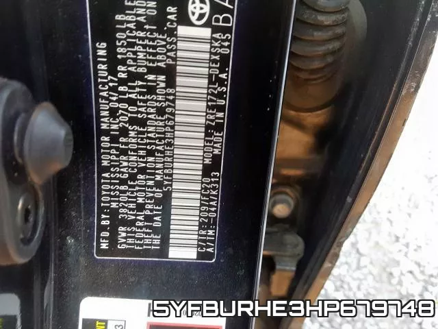 5YFBURHE3HP679748 фото 2