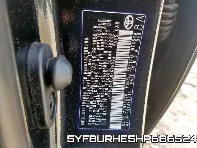 5YFBURHE5HP686524 фото 2