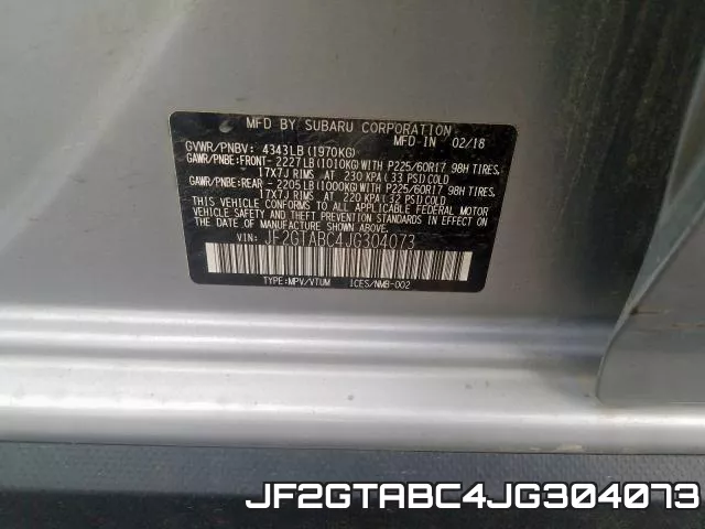 JF2GTABC4JG304073 фото 2
