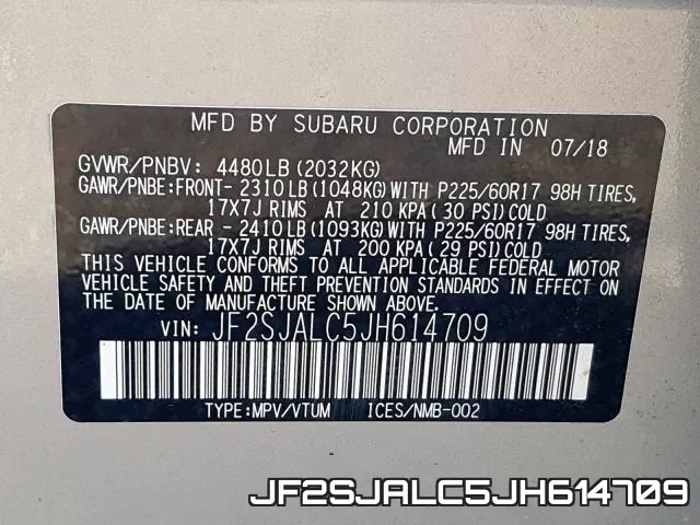 JF2SJALC5JH614709 фото 2