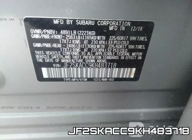 JF2SKACC9KH483718 фото 9