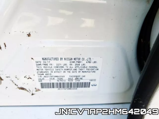 JN1CV7AP2HM642049 фото 2