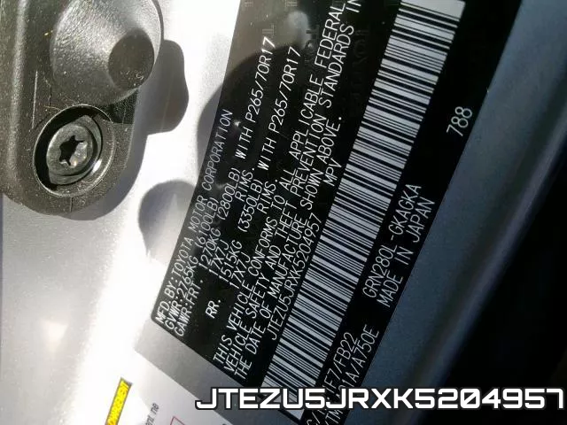 JTEZU5JRXK5204957 фото 2