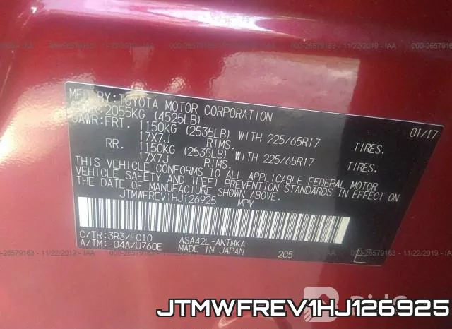 JTMWFREV1HJ126925 фото 9