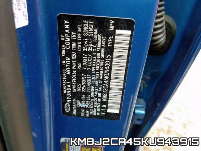 KM8J2CA45KU943915 фото 2