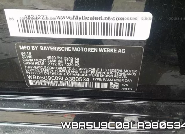 WBA5U9C08LA380534 фото 7