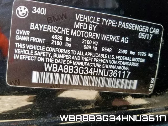 WBA8B3G34HNU36117 фото 2
