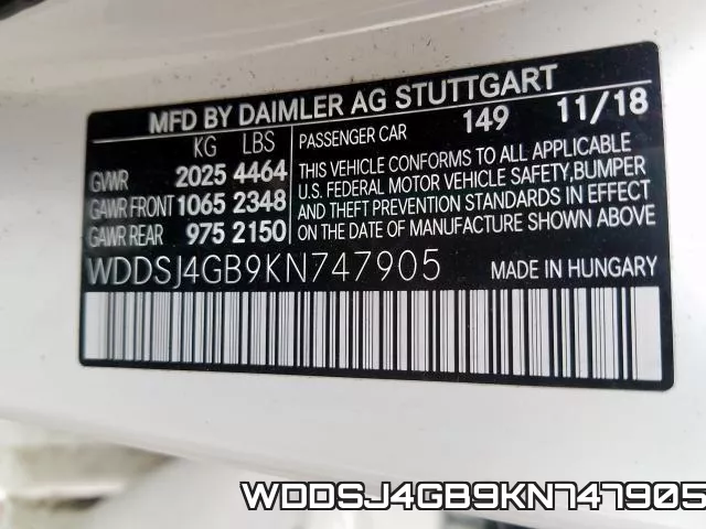 WDDSJ4GB9KN747905 фото 2