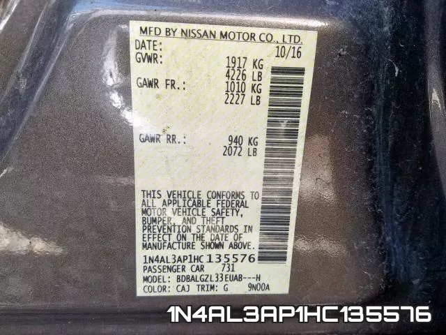 1N4AL3AP1HC135576 фото 2