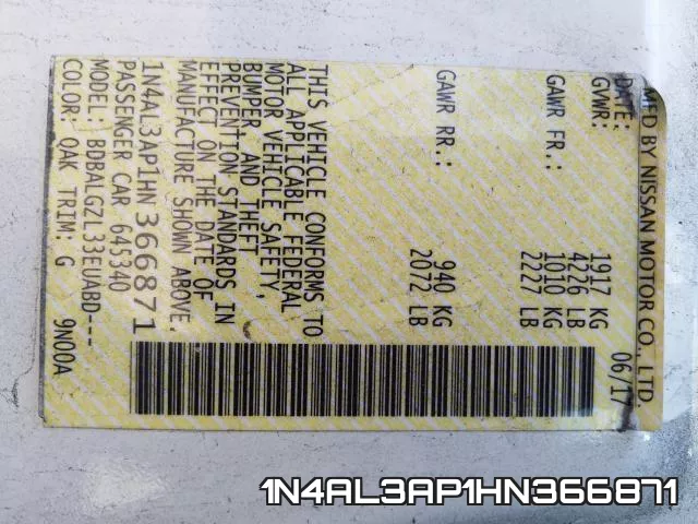 1N4AL3AP1HN366871 фото 2