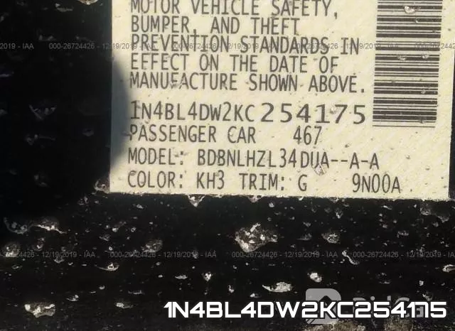 1N4BL4DW2KC254175 фото 7