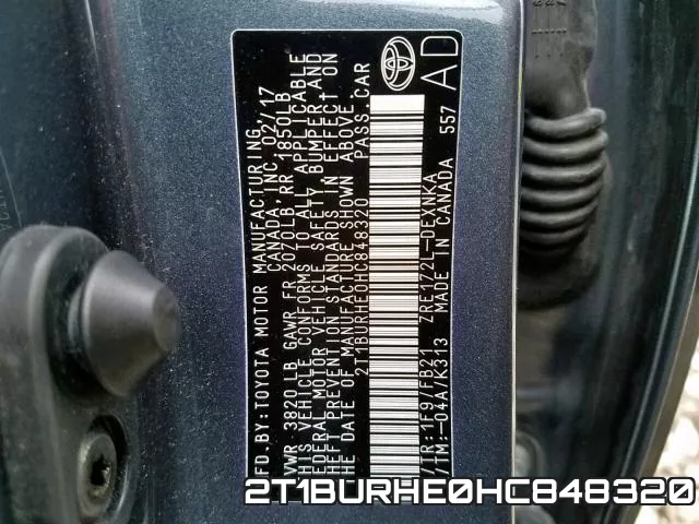 2T1BURHE0HC848320 фото 2