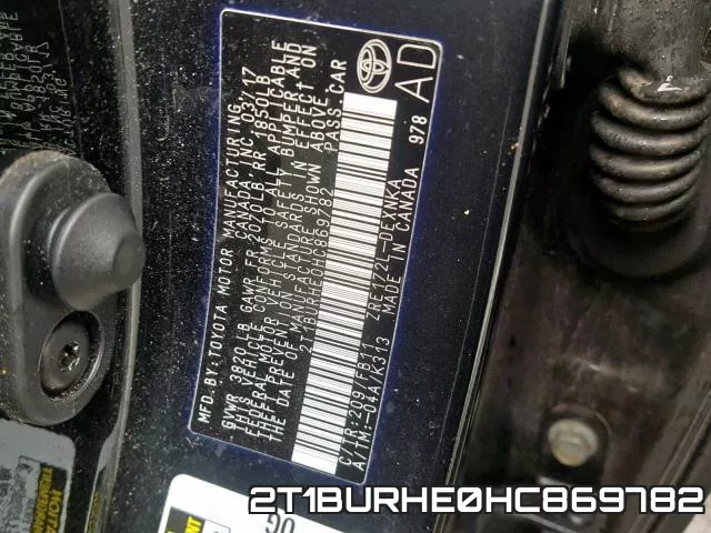 2T1BURHE0HC869782 фото 2