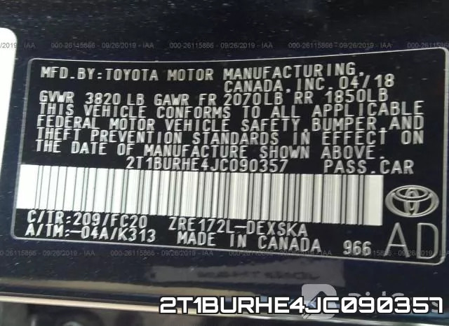 2T1BURHE4JC090357 фото 8