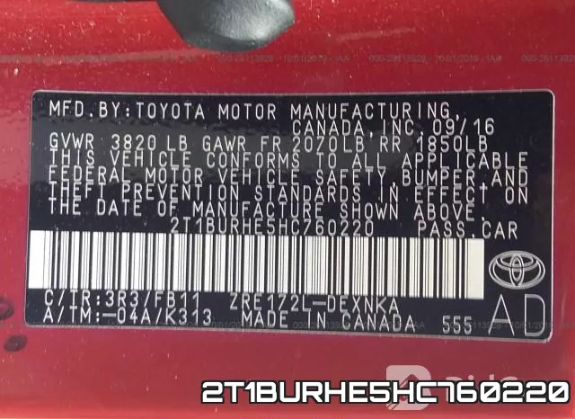 2T1BURHE5HC760220 фото 8