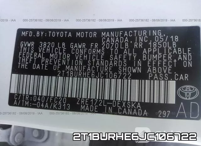 2T1BURHE6JC106722 фото 8