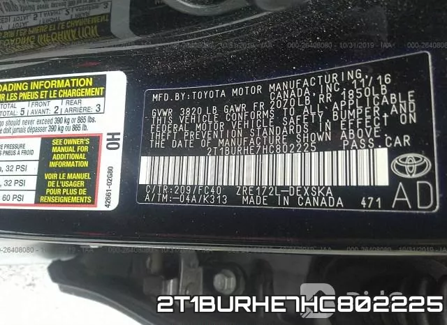 2T1BURHE7HC802225 фото 8