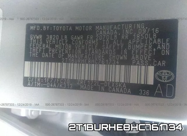 2T1BURHE8HC761734 фото 8