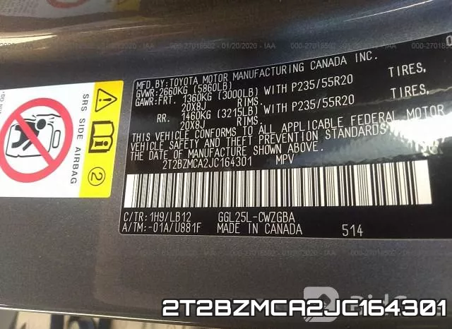 2T2BZMCA2JC164301 фото 8