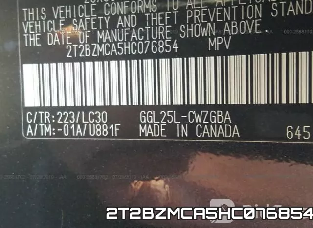2T2BZMCA5HC076854 фото 8