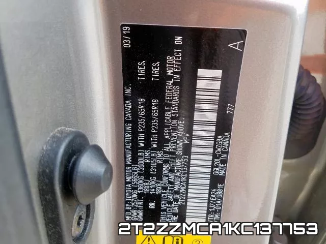 2T2ZZMCA1KC137753 фото 2