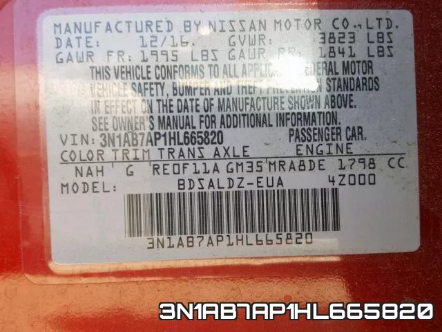 3N1AB7AP1HL665820 фото 2
