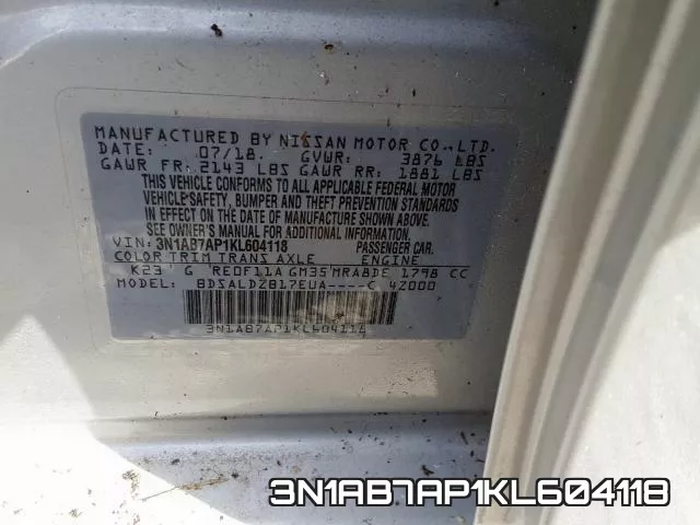 3N1AB7AP1KL604118 фото 2