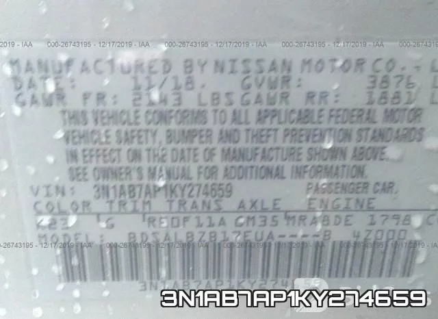 3N1AB7AP1KY274659 фото 6