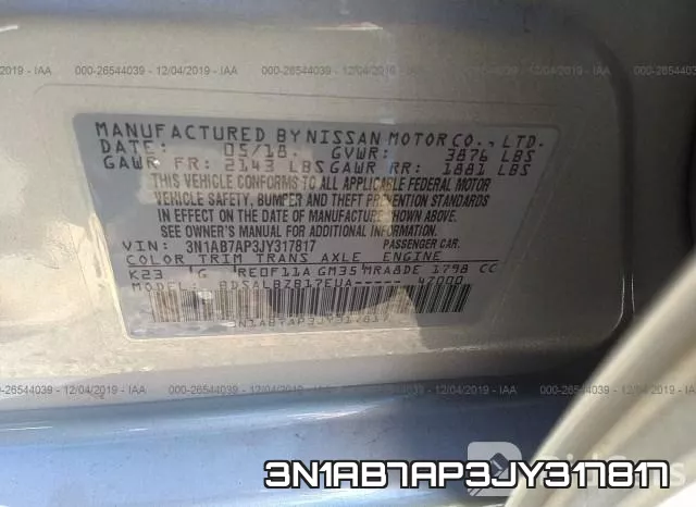 3N1AB7AP3JY317817 фото 7