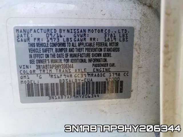 3N1AB7AP9HY206344 фото 2