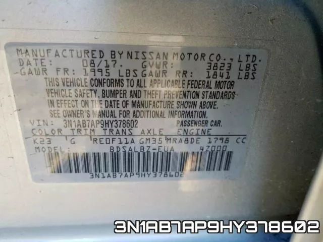 3N1AB7AP9HY378602 фото 2