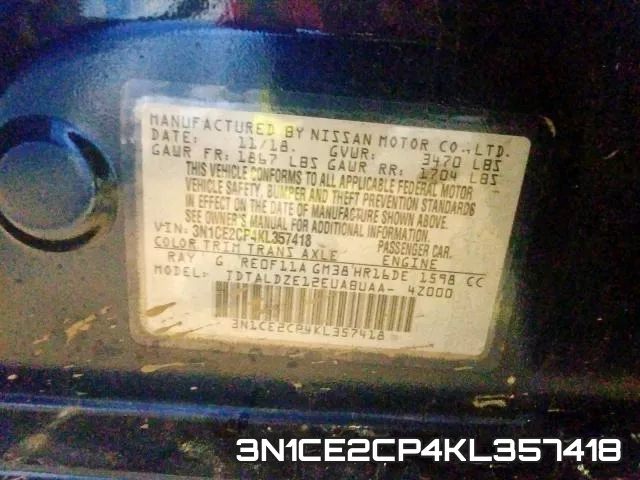 3N1CE2CP4KL357418 фото 2