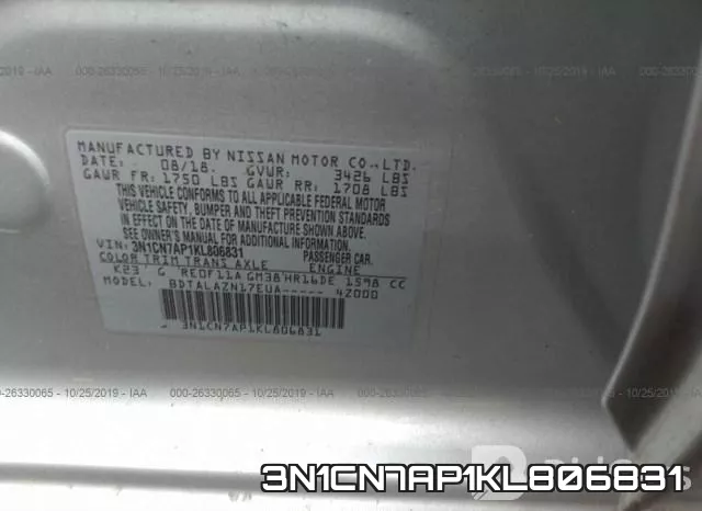 3N1CN7AP1KL806831 фото 3